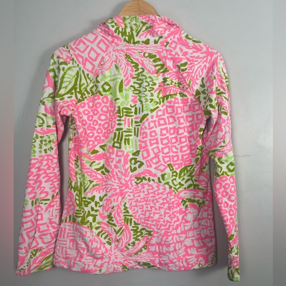 Lilly Pulitzer small Pink Green Buttoned Pullover Tunic Top Kangaroo Pocket - Picture 7 of 7